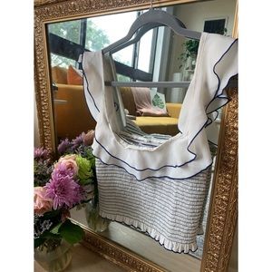 Likely Ruffle Off-the-shoulder Crop top